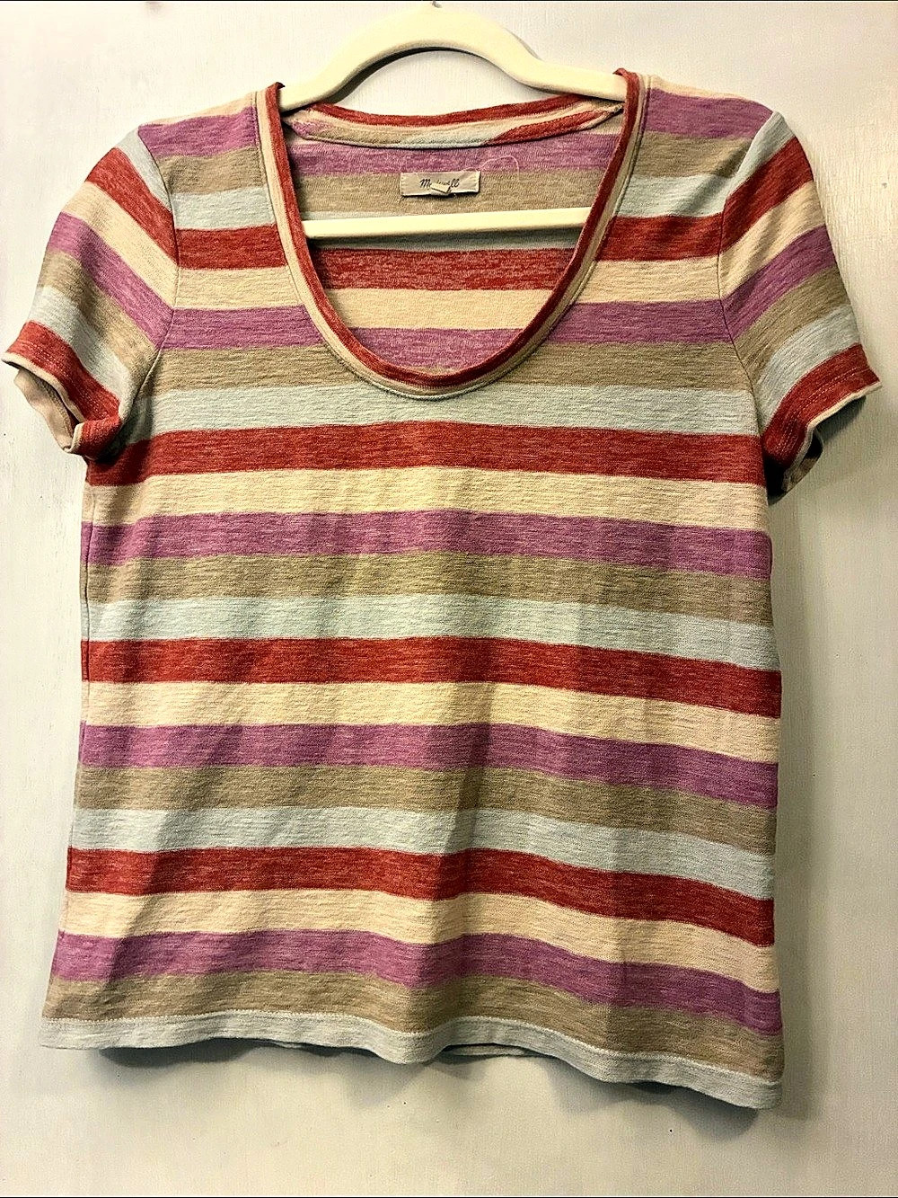 Madewell Striped Short Sleeve Tee in Red & Purple Size XS